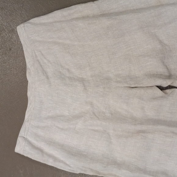 **VINTAGE**CRISTIAN TRAPANI OATMEAL COLORED 100% LINEN CAPRIS WITH POCKETS - Picture 5 of 16